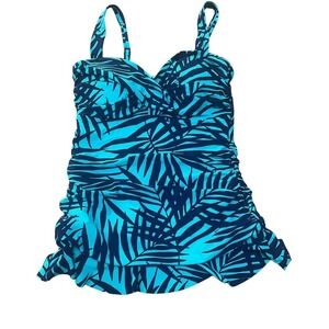 Lands’ End Green Leaf Print Swim Top - Women's Size 8